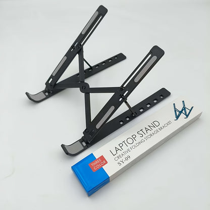 1 Portable Foldable Laptop Stand - 10-Level Adjustable Cooling Desk Support, Space-Saving Design for All Computers, White, Sturdy Structure, 4 Seasons Use