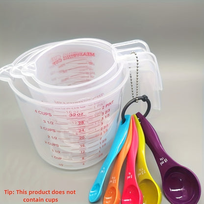 5pcs Stackable Plastic Measuring Cups with Spouts & Handles - BPA-Free, Accurate Cooking & Baking Tools, Random Colors (Blue, Green, Yellow, Purple, Red) for Precise Ingredient Measurements, Kitchen Essentials|Stackable Cups|