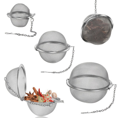 1-Pack Heavy-Duty 304 Stainless Steel Spice Ball Infuser with Chain - Heavy Chain Links for Securing Lid/Pot - Tea, Soup, Stew, Curry, Brewing - Easy-Clean Kitchen Gadgets for Home & Commercial Use - Ideal Gift for Cooks