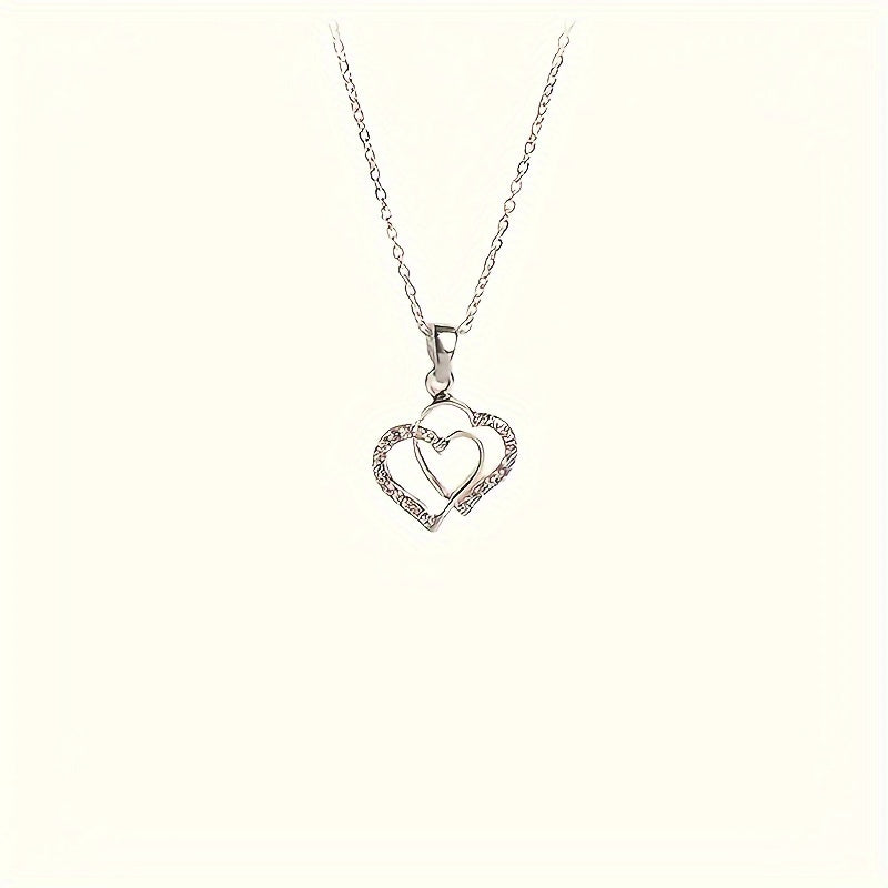 New Simple And Fashionable Irregular Double Heart Necklace Heart Necklace Heart Necklace Valentine's Day Gift