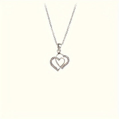 New Simple And Fashionable Irregular Double Heart Necklace Heart Necklace Heart Necklace Valentine's Day Gift