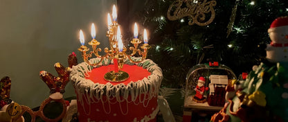 Elegant Candelabra Cake Topper Set with Candles - Perfect for Weddings, Birthdays & Holiday Celebrations - Versatile Table Centerpiece & Home Decor