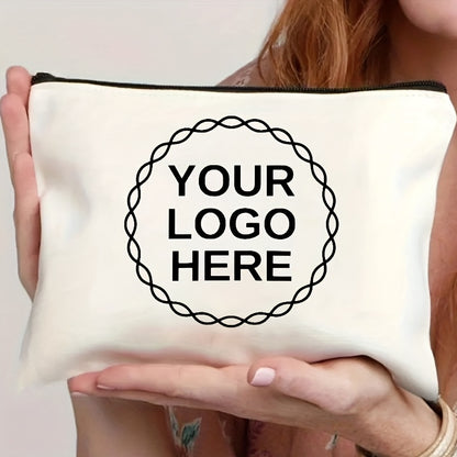 1-10pcs Personalized Cosmetic/Toiletry Bags with Custom Photo Badge Logos - Lightweight Durable Zipper Closure, Stylish Minimalist Design for Home Travel, School, Conferences, Group Activities (White & Black Options), Toiletr