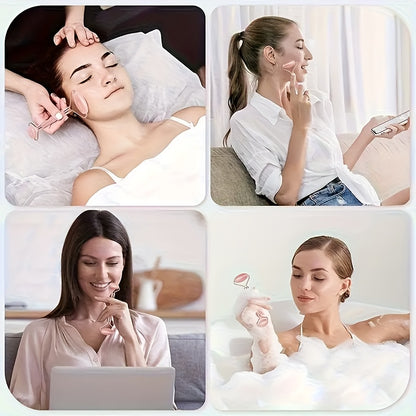 4-Season Facial Roller Set with Heart-Shaped Massager and Body Scraper, Dual-Ended Manual Beauty Tool, Plastic, No Battery Needed, Ideal for Puffy Eyes and Dark Circles, Beauty Massage Tool|Ergonomic Design|Durable Plastic Ro