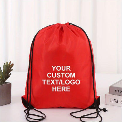 10/20pcs Customizable Polyester Drawstring Backpacks - Personalized Text/Logo, Lightweight Durable Multi-Use Bags for Weddings, Birthdays, Graduation Gifts, Events - Sky Blue, Red, Navy, Black, Event Gift Bags, Bold Visual Ap