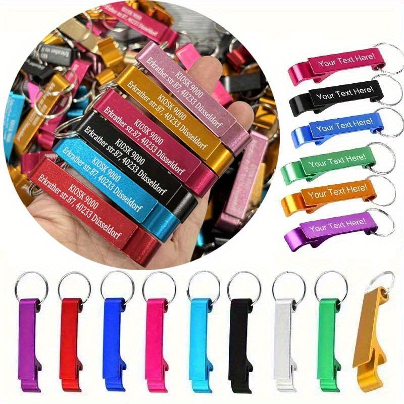 60 Pack Custom Engraved Aluminum Bottle Opener Keychains - Durable, Lightweight Metal Drink Openers with Personalized Text for Weddings, Business Events, Party Favors, Promotional Gifts