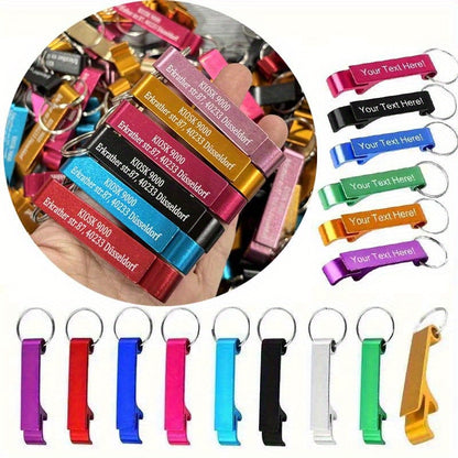 60 Pack Custom Engraved Aluminum Bottle Opener Keychains - Durable, Lightweight Metal Drink Openers with Personalized Text for Weddings, Business Events, Party Favors, Promotional Gifts