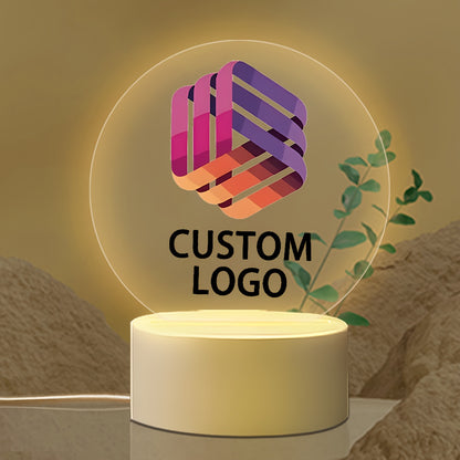 1pc Custom Logo Night Light - Personalized USB-Powered Desktop Sign with Adjustable Lighting, Durable Plastic Design for Office, Home & Christmas Decor, Indoor/Outdoor Use, Warm Glow Illumination, Home Ambient Lighting | Ambi