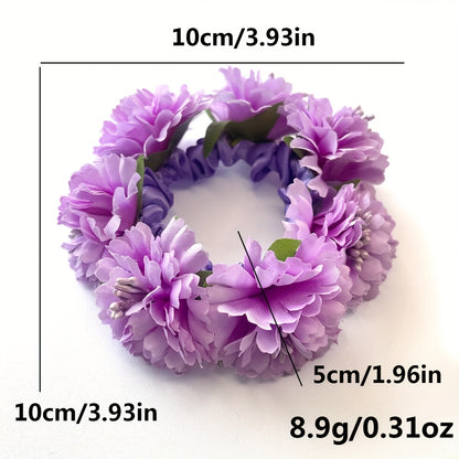 Spring-Summer New Solid Color Faux Fabric Flower Hair Tie Suitable for Beach Hawaii Vacation Everyday Hairstyle Headband Party Holiday Gift