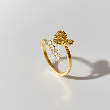 A Fashionable, Exquisite, Cute, Simple, Trendy, And Unique Stainless Steel Adjustable Open Ring with a Sweet Heart Design