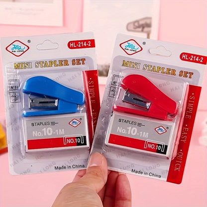 3pcs Set-Cute Stapler Mini Small Stapler Student Stationery Economy Suit Stapler