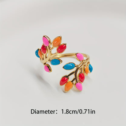 luxury leaf-shaped open ring