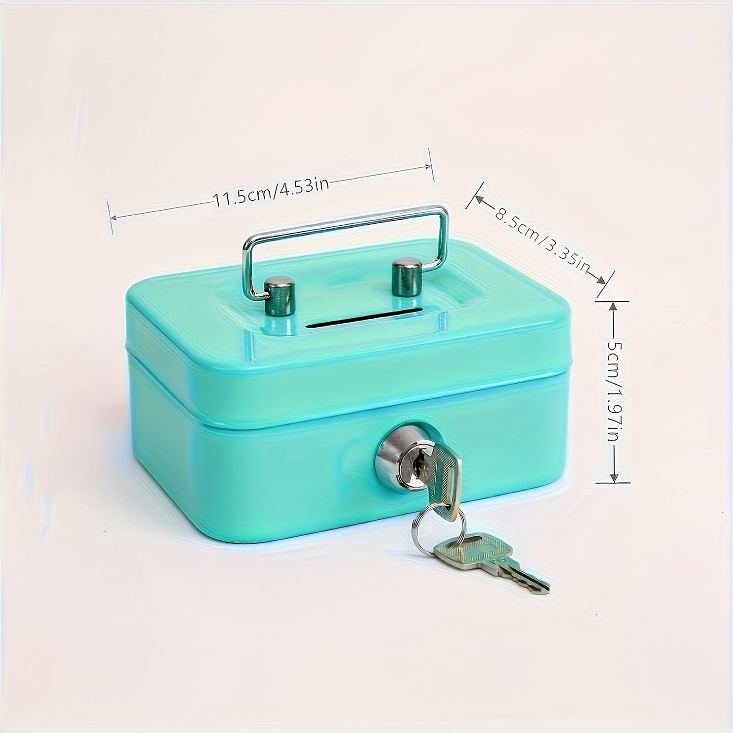 [Two Colors Optional]1pc Metal Key Lock Storage Box, Money Box, Adult Safe, Coin Safe, Adult Safe, Safe, Cash Register 4.5 * 3.8 * 2.3 Inches / 11.5 * 9.9 * 5.8 Cm