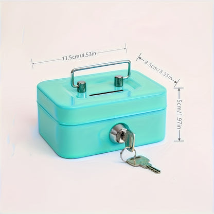 [Two Colors Optional]1pc Metal Key Lock Storage Box, Money Box, Adult Safe, Coin Safe, Adult Safe, Safe, Cash Register 4.5 * 3.8 * 2.3 Inches / 11.5 * 9.9 * 5.8 Cm