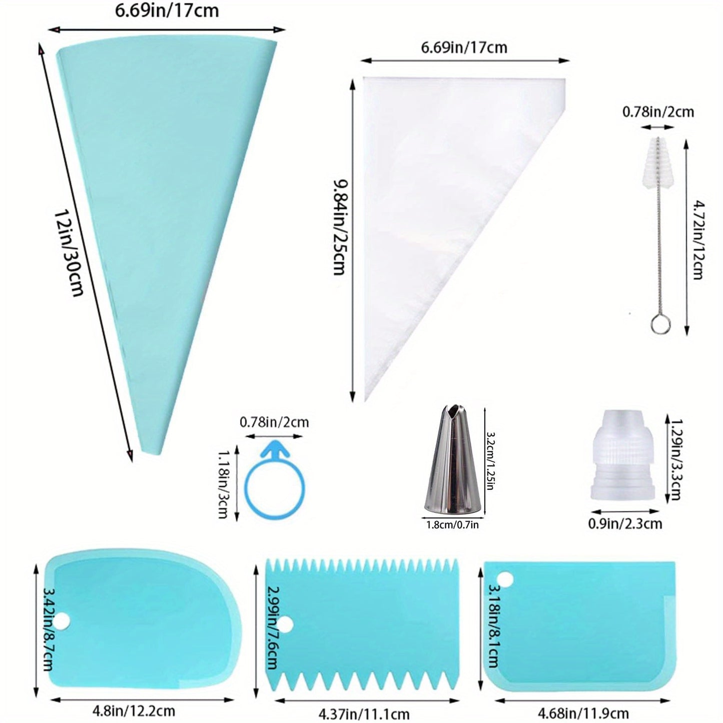 40pcs Cake Decorating Kit with 10 Piping Tips, 3 Reusable Icing Bags, 20 Disposable Bags, Cleaning Brush, Coupler, and Ties – Baking Tools for Cupcakes, Cookies, and Pastries – Essential Kitchen Accessories