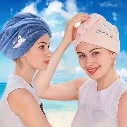 1pc Magic Microfiber Hair Drying Towel - Quick Dry Shower Cap Turban for Women & Girls, Soft Polyester Fiber Bath Hat, Super Absorbent Lady Head Wrap with Button Closure, Shower Cap for Hair Drying