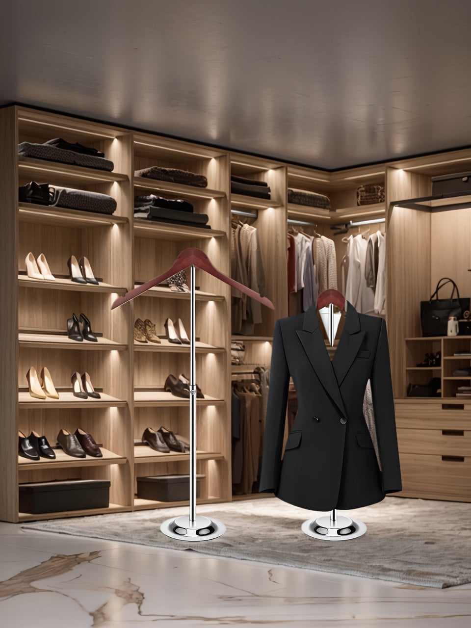 1pc Adjustable Metal T-Shirt Display Stand - Flexible Shoulder Rack for Adults, Portable Clothing Hanger for Vendors, Steaming Clothes Holder for Retail and Home Use, Retail Clothing Display | Modern Clothing Rack | Durable M