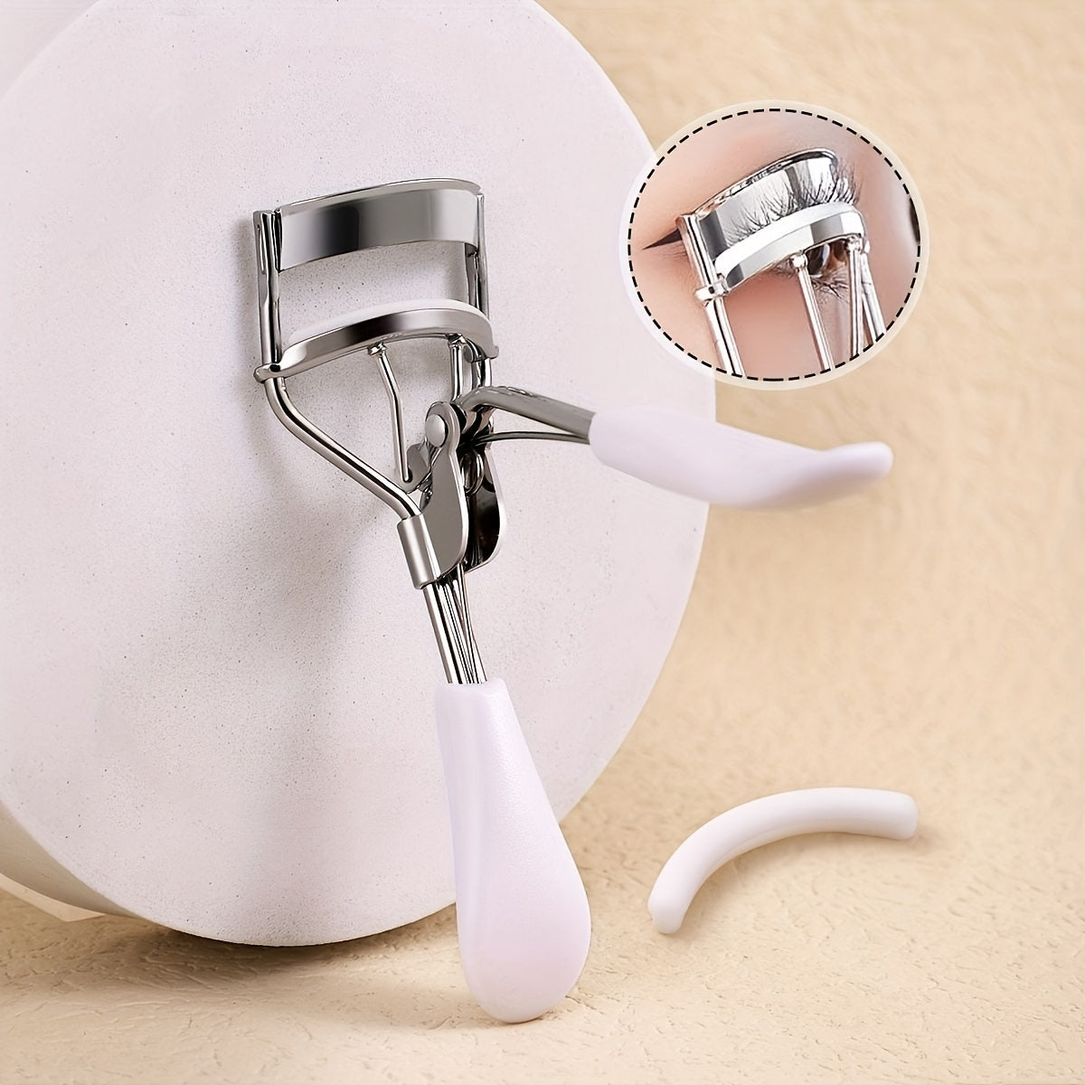 1 Portable Eyelash Curler with 15 Pads, Stainless Steel Curved Handle, No-Damage Lash Lifting, Enhances Eyes, Suitable for Women'S Eyelashes, Available in 3 Colors