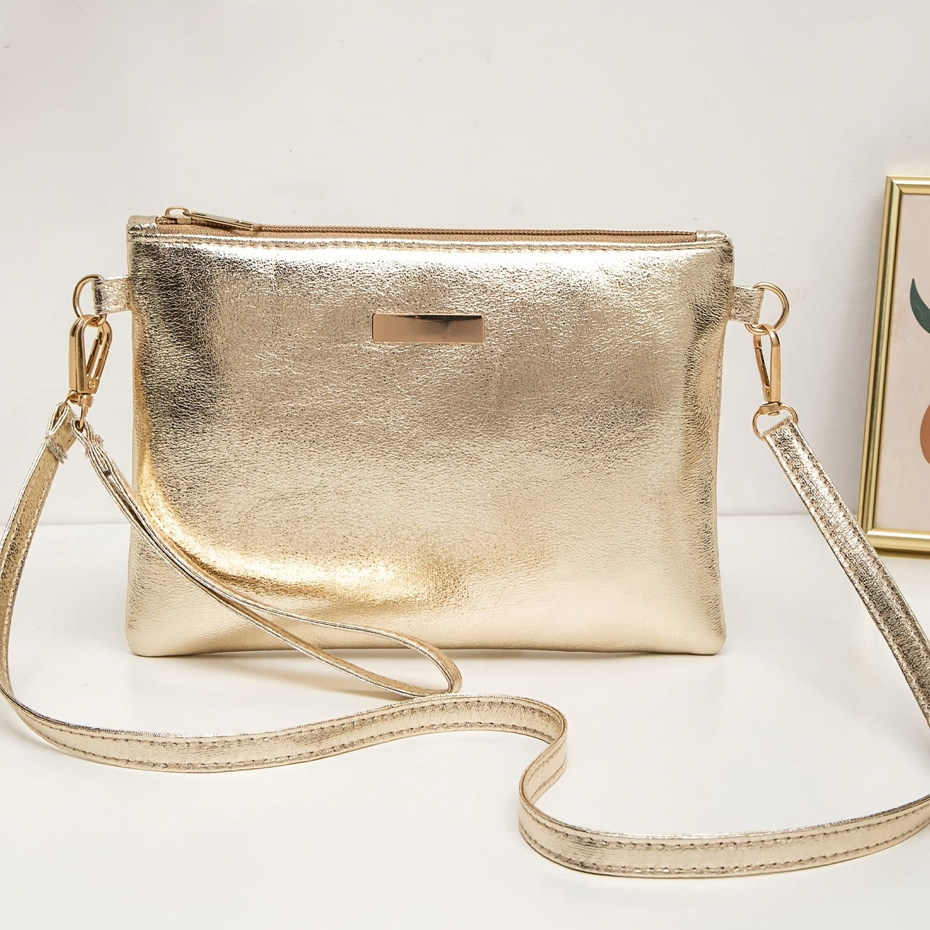 Elegant White Lace Crossbody Bag with Removable Beige Strap - Floral Pattern, Zipper Closure, Polyester Lining, Perfect for Spring & Summer Outfits, Casual or Formal Wear, Ladies Purse