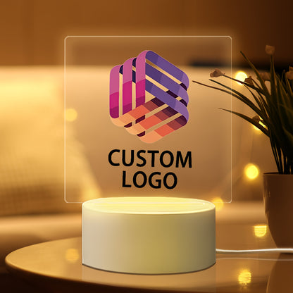 1pc Custom Logo Night Light - Personalized USB-Powered Desktop Sign with Adjustable Lighting, Durable Plastic Design for Office, Home & Christmas Decor, Indoor/Outdoor Use, Warm Glow Illumination, Home Ambient Lighting | Ambi