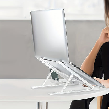 2-in-1 adjustable laptop stand with cooling function, portable ABS tripod base, stable and ergonomically designed, suitable for home office and remote work, laptop support stand, essential item for remote work, modern technol
