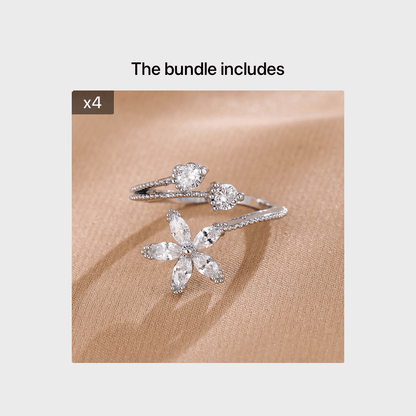 Floral-Shaped Ring Inlaid with AAA Zirconia Stones