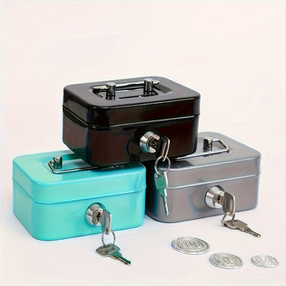 [Two Colors Optional]1pc Metal Key Lock Storage Box, Money Box, Adult Safe, Coin Safe, Adult Safe, Safe, Cash Register 4.5 * 3.8 * 2.3 Inches / 11.5 * 9.9 * 5.8 Cm