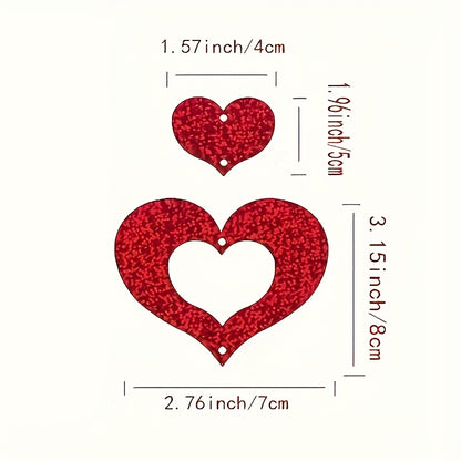 50pcs of Valentine'S Day Hanging Heart Decorations - Plastic Red Heart Pendants And DIY Silk Strings - Non-Electric, No Feathers, Suitable for Wedding, Birthday, Party Decorations, And Romantic Room Arrangements, Silk Strings