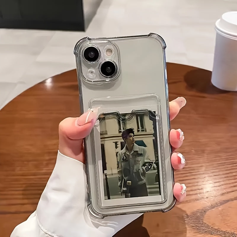 Premium Clear Back Case Featuring a Card Slot for Protection, Compatible with Iphone Models 16, 15, 14, 13, 12, 11 Pro Max, 13, 12 Mini, X, Xs Max, Xr, 8, And 7 Plus, Designed to Be Shock-Resistant.
