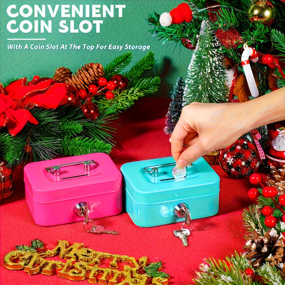 [Two Colors Optional]1pc Metal Key Lock Storage Box, Money Box, Adult Safe, Coin Safe, Adult Safe, Safe, Cash Register 4.5 * 3.8 * 2.3 Inches / 11.5 * 9.9 * 5.8 Cm