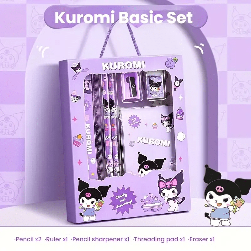 Sanrio for kuromi & for My Melody Stationery Gift Set - Complete Office Supplies Kit with Notebook, Pens, Pencils, and More in a Cute Character-Themed Box, Perfect for Birthdays and Holidays, Birthday Gift|Playful Design|Dura
