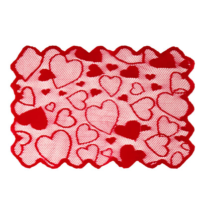 1/5pcs Valentine's Day heart-shaped red lace table flag placemat set for home decoration, anniversary parties, romantic home decoration tablecloths for weddings and Valentine's Day decorations