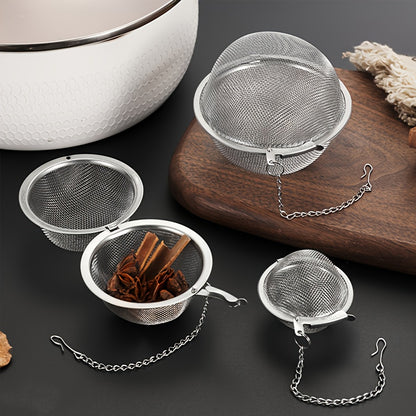 1-Pack Heavy-Duty 304 Stainless Steel Spice Ball Infuser with Chain - Heavy Chain Links for Securing Lid/Pot - Tea, Soup, Stew, Curry, Brewing - Easy-Clean Kitchen Gadgets for Home & Commercial Use - Ideal Gift for Cooks