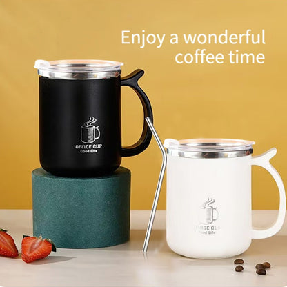 1pc 16.9oz/500ml Stainless Steel Insulated Coffee Mug with Lid & Handle - Double Layer Thermal Cup for Hot & Cold Beverages, Ergonomic Design, Keeps Drinks Hot/Cold for Hours, Durable & Stylish Student/Office Use, Coffee Trav