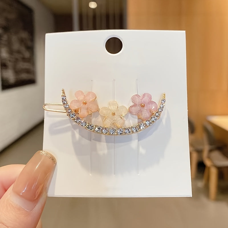 4pcs Fresh Petal Hair Clips, Flower Hairpins, Trendy Korean Style Side Clips, Hair Accessories for s, Barrette Clips