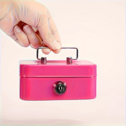 [Two Colors Optional]1pc Metal Key Lock Storage Box, Money Box, Adult Safe, Coin Safe, Adult Safe, Safe, Cash Register 4.5 * 3.8 * 2.3 Inches / 11.5 * 9.9 * 5.8 Cm