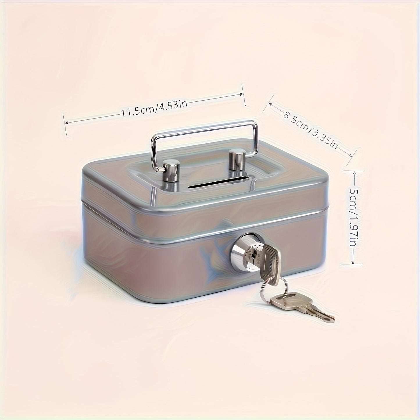 [Two Colors Optional]1pc Metal Key Lock Storage Box, Money Box, Adult Safe, Coin Safe, Adult Safe, Safe, Cash Register 4.5 * 3.8 * 2.3 Inches / 11.5 * 9.9 * 5.8 Cm