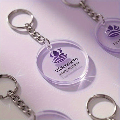 10/20/30/50/80 Custom Clear Acrylic Keychains - Round Photo/Logo/Text Engraved Key Rings, Durable Personalized Gifts Suitable for Backpack Decorations, Couples, Friends, and Family