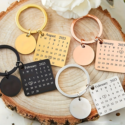Customized Calendar keychain, laser engraving male and female couple calendar keychain, special date calendar keychain, personalized commemorative keychain, anniversary gift for women, gift for men, anniversary gift, birthday