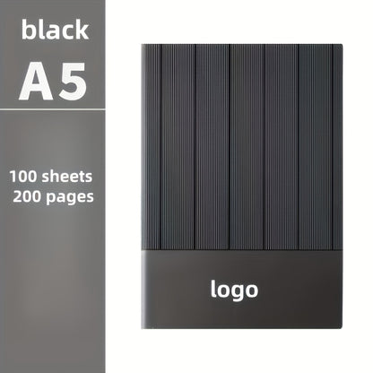 1 Set A5 Notebook & Binder-like Logbook Set - Luxury Gift Box with Golden/Black Labeling - Personalized Logo/Text/Brand - Heavy-Duty Paper Binder with Closure - Business Journal, Planner, Diary - Ideal for Corporate Gifts, Ch