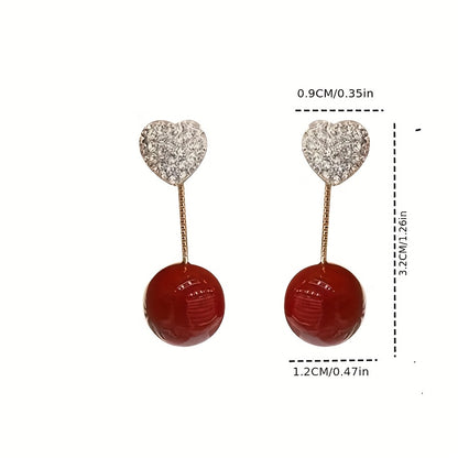 Heart-Shaped Earrings with Sparkling Rhinestones and - Zinc Alloy