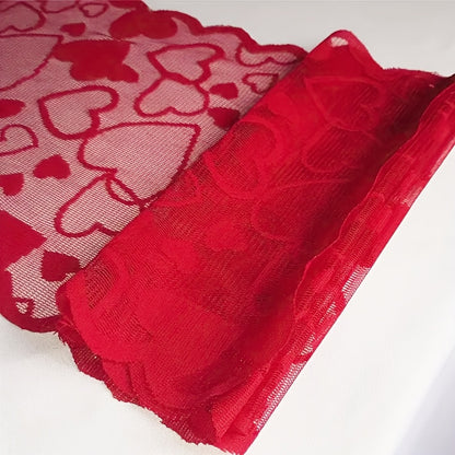 1/5pcs Valentine's Day heart-shaped red lace table flag placemat set for home decoration, anniversary parties, romantic home decoration tablecloths for weddings and Valentine's Day decorations