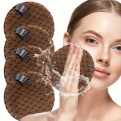 4-Pack Soft Microfiber Face Pads, Reusable Dual-Sided Extraction Pads for Gentle Facial Cleansing and Makeup Application, Daily Face Washing Facial Cleanser