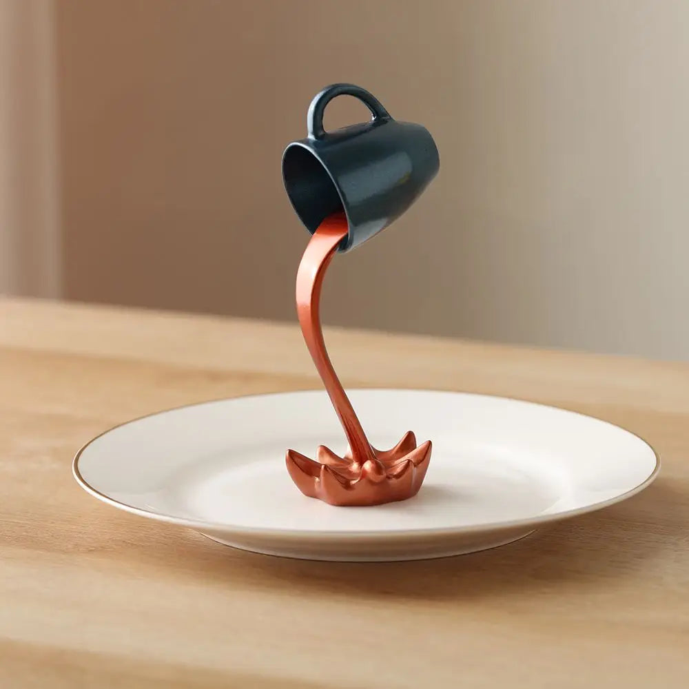 Creative Coffee Cup Design Gift For Coffee Lover Kitchen Decor Sculpture Floating Coffee Cup Pouring Liquid Coffee Mug