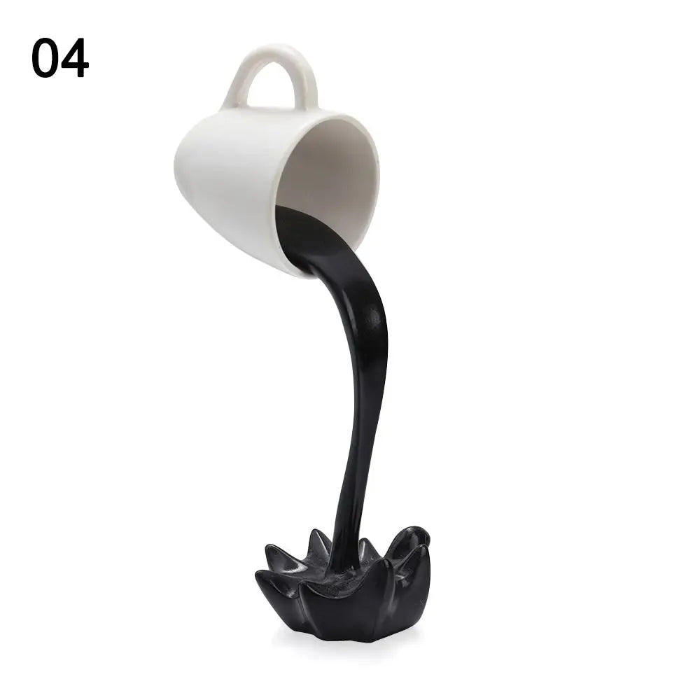 Creative Coffee Cup Design Gift For Coffee Lover Kitchen Decor Sculpture Floating Coffee Cup Pouring Liquid Coffee Mug