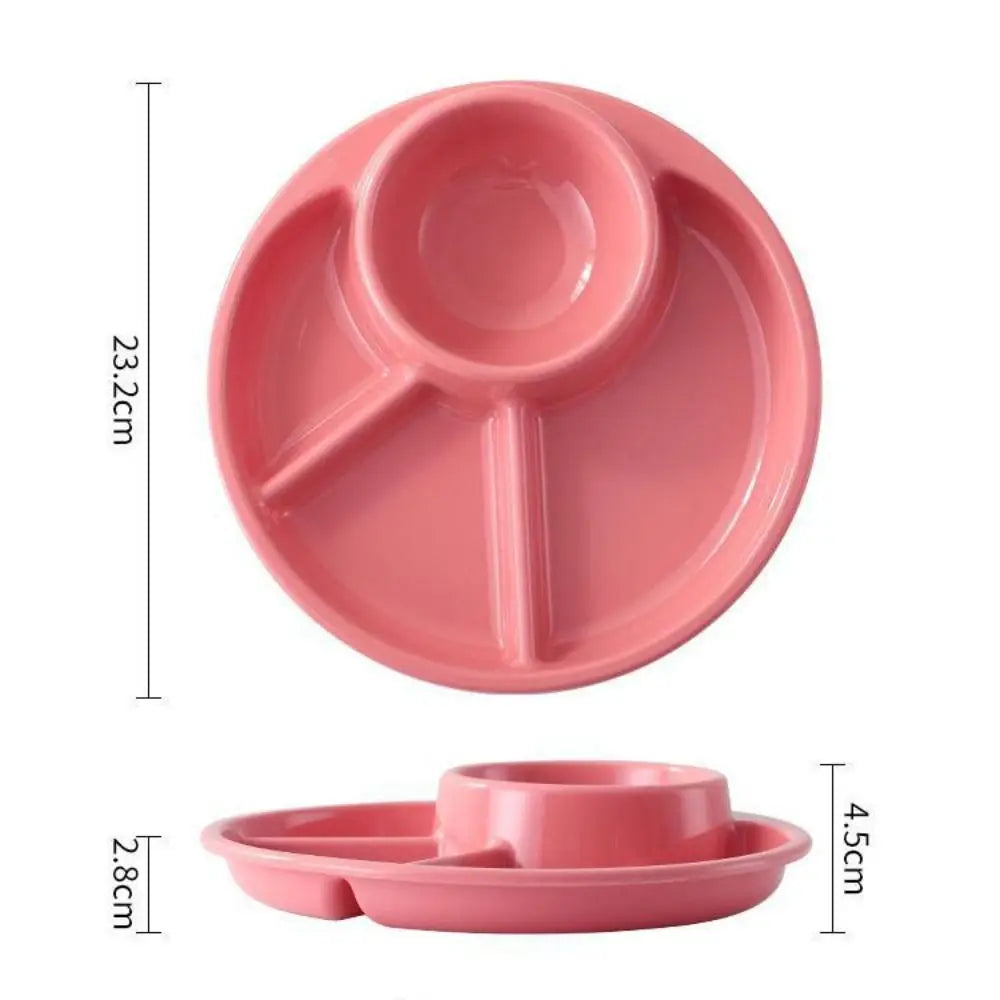 Round Dinner Divided Plates Plastic 4 Grids Compartment Serving Tray Japanese-style Fall-resistant Breakfast Plate Fat Loss