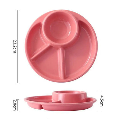 Round Dinner Divided Plates Plastic 4 Grids Compartment Serving Tray Japanese-style Fall-resistant Breakfast Plate Fat Loss
