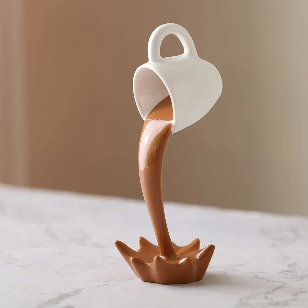 Creative Coffee Cup Design Gift For Coffee Lover Kitchen Decor Sculpture Floating Coffee Cup Pouring Liquid Coffee Mug