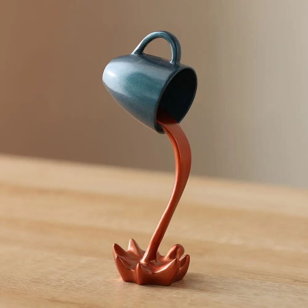 Creative Coffee Cup Design Gift For Coffee Lover Kitchen Decor Sculpture Floating Coffee Cup Pouring Liquid Coffee Mug