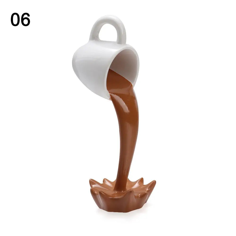 Creative Coffee Cup Design Gift For Coffee Lover Kitchen Decor Sculpture Floating Coffee Cup Pouring Liquid Coffee Mug